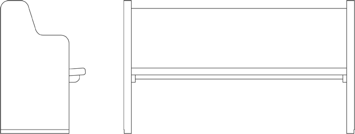 Closed end pew/bench with stepped off ends.