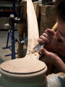 Stair railings curved carving