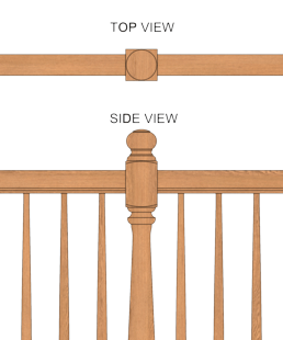 Rail into side of newel